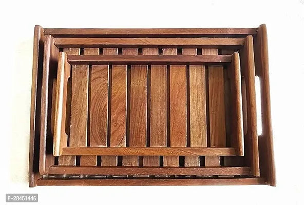 Teak Wooden Tray For Serving Set Of 3