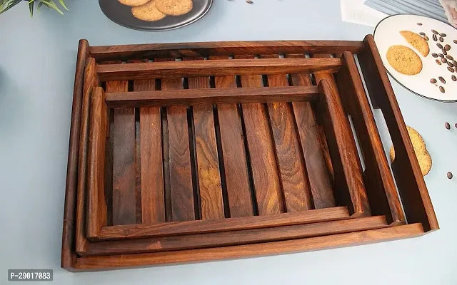 Teak Wooden Tray For Serving Set Of 3